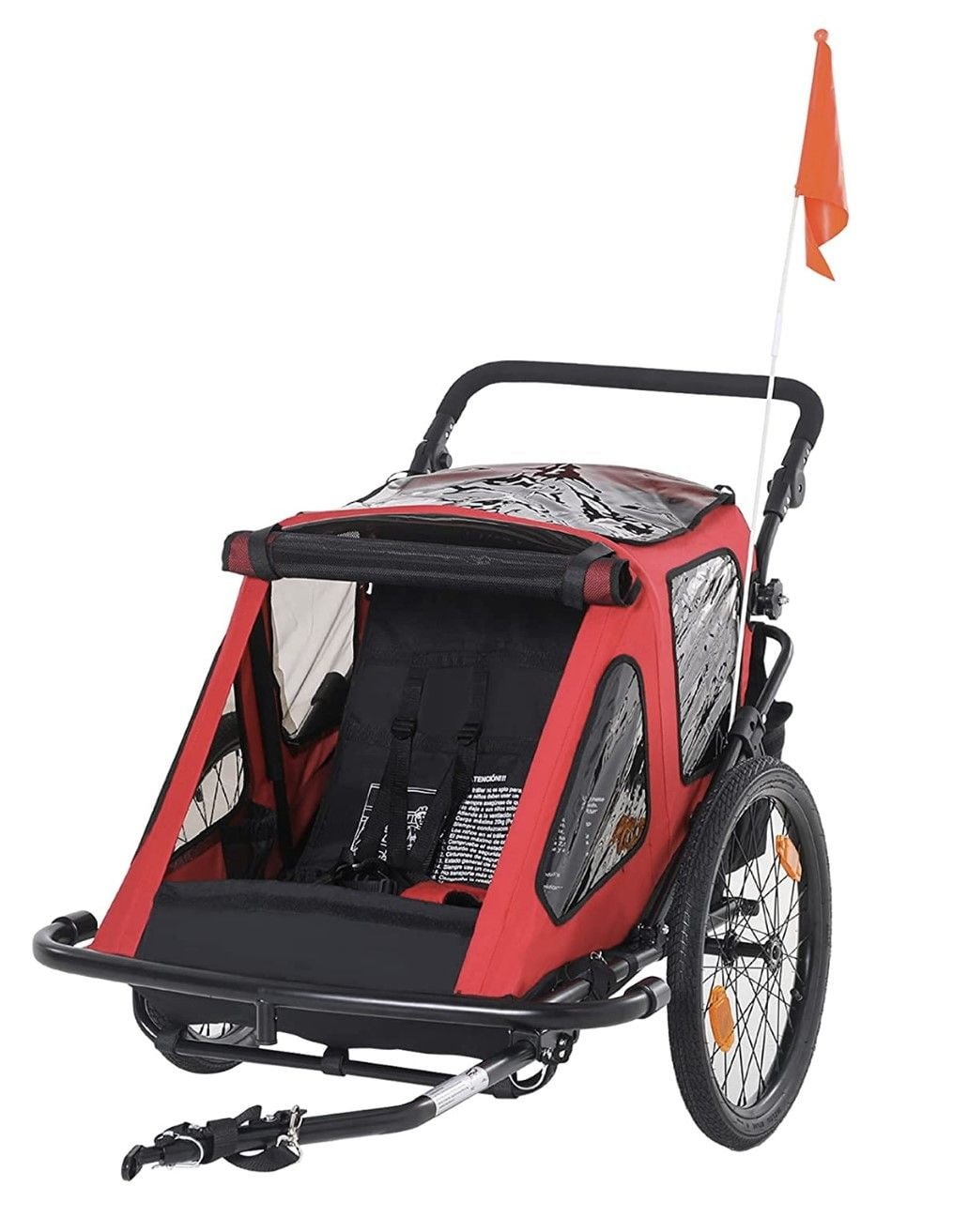 Los mejores remolques para bicicleta 2023 14 HOMCOM remolque de bicicleta para niños 2 en 1 (+18 Meses)