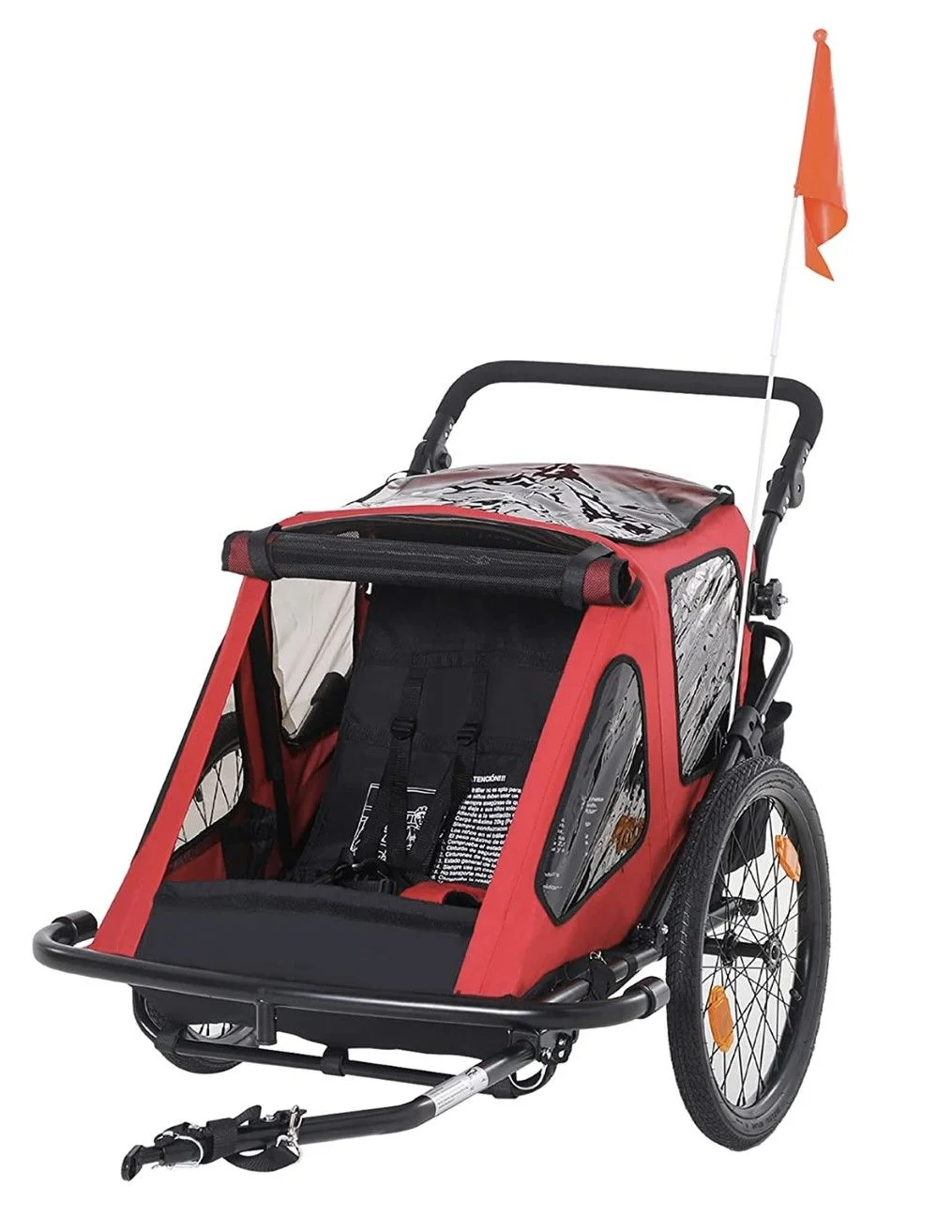 HOMCOM remolque de bicicleta para niños 2 en 1  (+18 Meses)