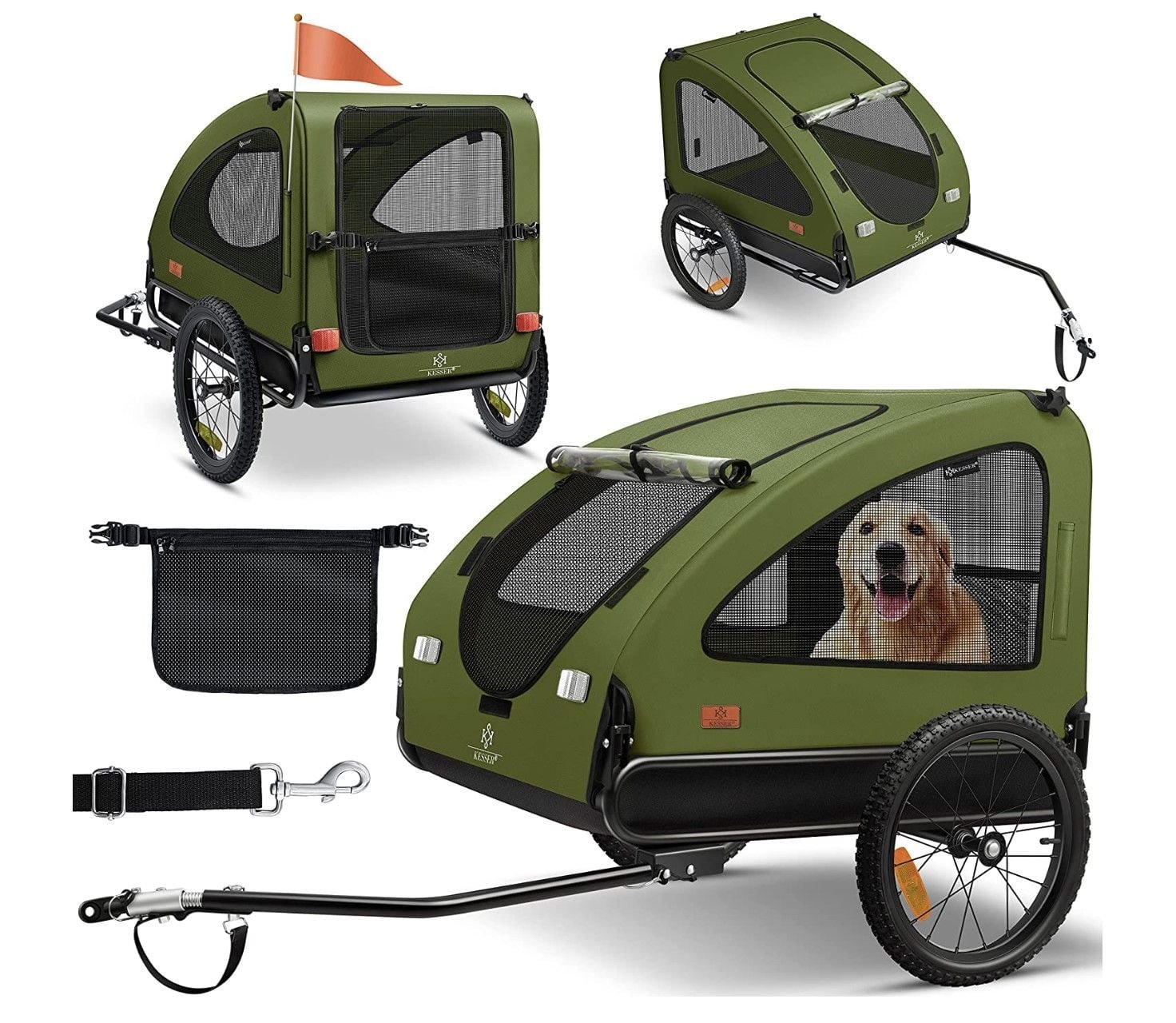 Los mejores remolques para bicicleta 2023 27 KESSER Boxer 2 en 1, Remolque de bicicleta para perros